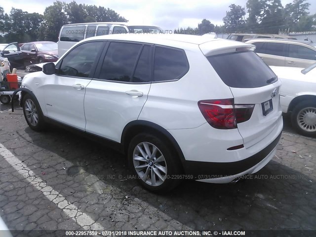 5UXWX9C56D0A15823 - 2013 BMW X3 XDRIVE28I WHITE photo 3