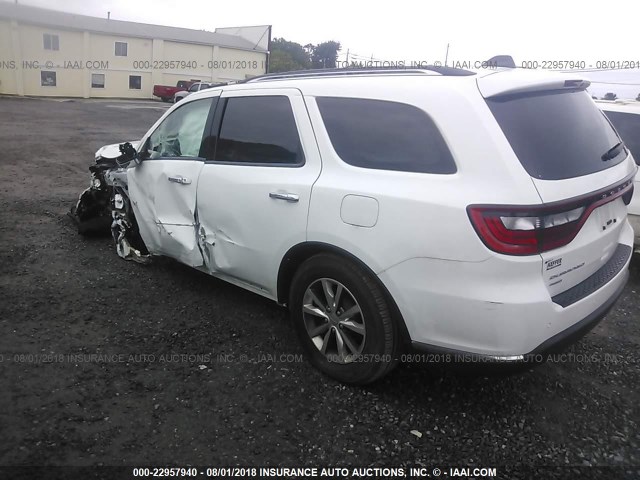 1C4RDJDGXGC341049 - 2016 DODGE DURANGO LIMITED WHITE photo 3