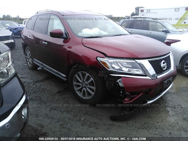 5N1AR2MM1EC665235 - 2014 NISSAN PATHFINDER S/SV/SL/PLATINUM RED photo 1