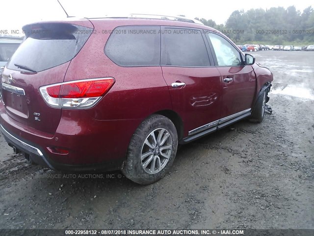 5N1AR2MM1EC665235 - 2014 NISSAN PATHFINDER S/SV/SL/PLATINUM RED photo 4