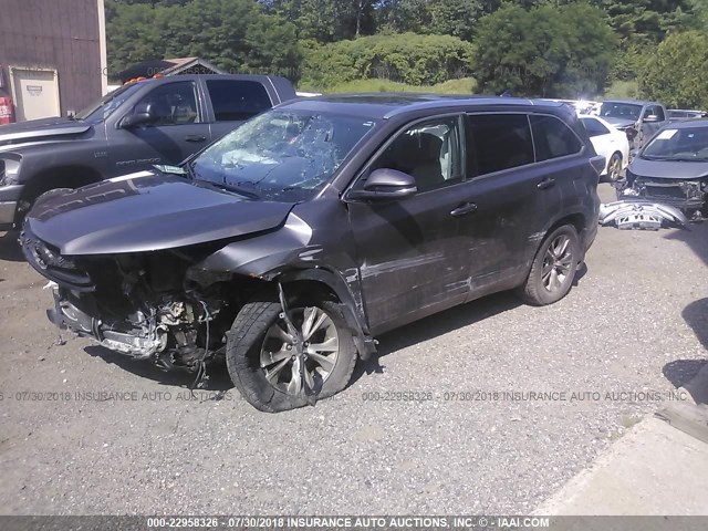 5TDJKRFH3FS201350 - 2015 TOYOTA HIGHLANDER XLE ნაცრისფერი ფოტო 2