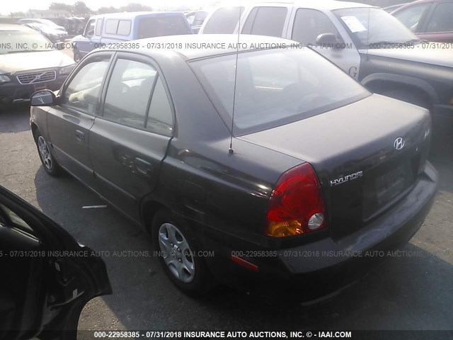 KMHCG45C74U545898 - 2004 HYUNDAI ACCENT BLACK photo 3