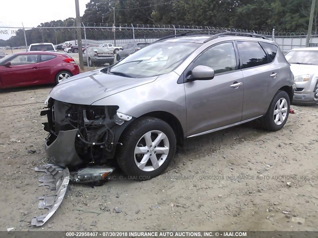 JN8AZ18U79W026763 - 2009 NISSAN MURANO S/SL GRAY photo 2