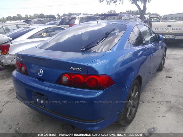 JH4DC53836S022612 - 2006 ACURA RSX BLUE photo 4