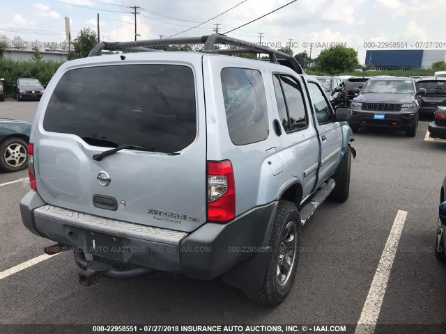 5N1MD28Y22C554519 - 2002 NISSAN XTERRA SE/SC SILVER photo 4