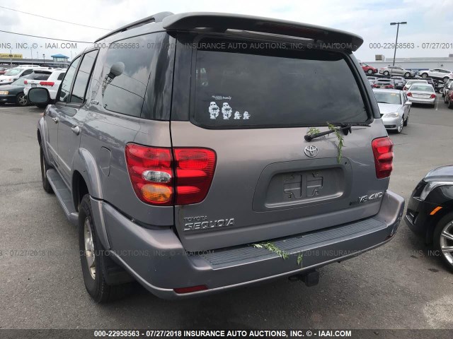 5TDBT48A32S070404 - 2002 TOYOTA SEQUOIA LIMITED GRAY photo 3