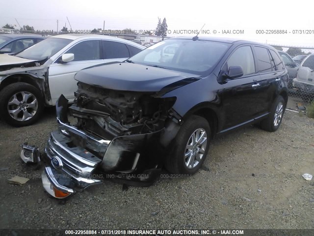 2FMDK3JC9BBB21662 - 2011 FORD EDGE SEL BLACK photo 2