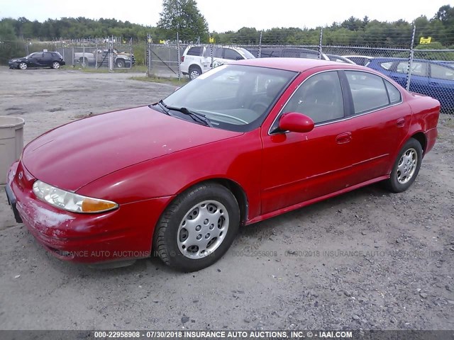 1G3NL52TXYC376149 - 2000 OLDSMOBILE ALERO GL RED photo 2