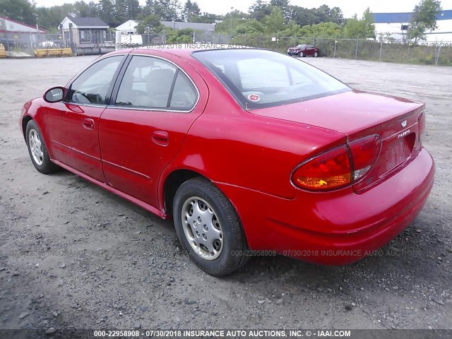 1G3NL52TXYC376149 - 2000 OLDSMOBILE ALERO GL RED photo 3