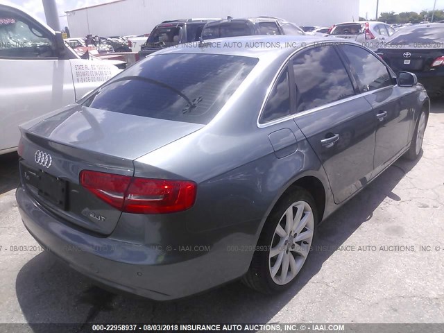 WAUEFAFL5DN010251 - 2013 AUDI A4 PREMIUM PLUS GRAY photo 4