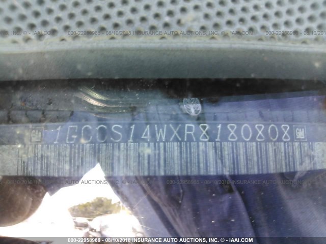 1GCCS14WXR8180808 - 1994 CHEVROLET S TRUCK S10 BLACK photo 9