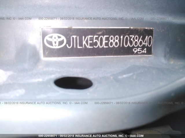 JTLKE50E881038640 - 2008 TOYOTA SCION XB Mavi foto 9