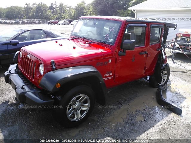 1J4BZ3H18AL147867 - 2010 JEEP WRANGLER UNLIMITE SPORT RED photo 2