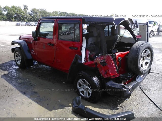 1J4BZ3H18AL147867 - 2010 JEEP WRANGLER UNLIMITE SPORT RED photo 3