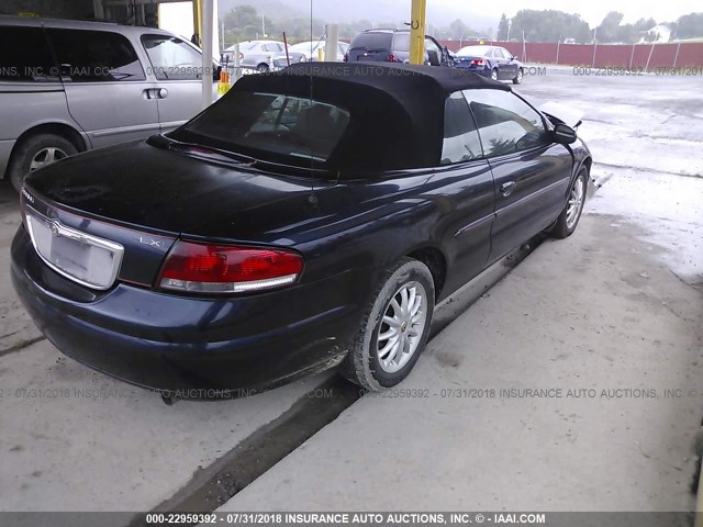 1C3EL55T73N598645 - 2003 CHRYSLER SEBRING LXI Dark Blue photo 4