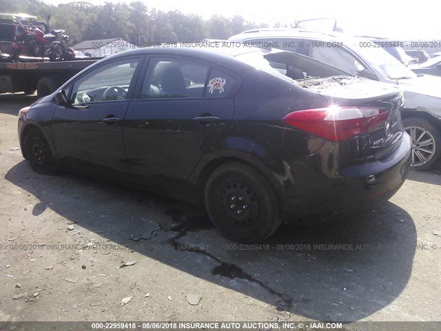 KNAFK4A69E5139467 - 2014 KIA FORTE LX BLACK photo 3