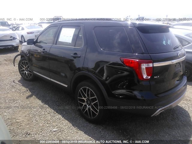 1FM5K7D86GGA76439 - 2016 FORD EXPLORER XLT BLACK photo 3