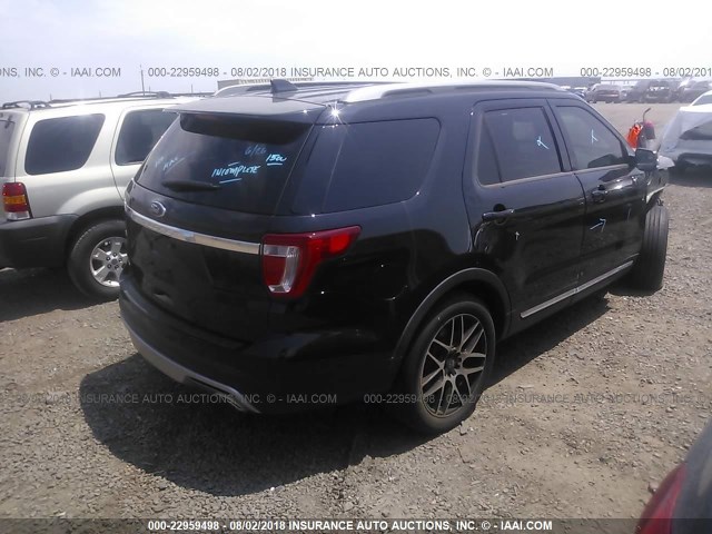 1FM5K7D86GGA76439 - 2016 FORD EXPLORER XLT BLACK photo 4