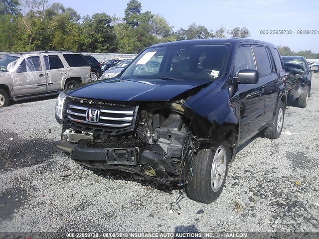 5FNYF4H21EB054639 - 2014 HONDA PILOT LX BLACK photo 2