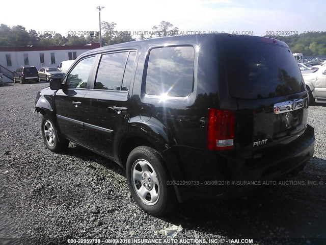 5FNYF4H21EB054639 - 2014 HONDA PILOT LX BLACK photo 3