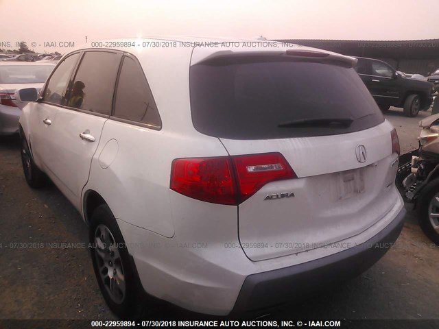 2HNYD28498H541883 - 2008 ACURA MDX TECHNOLOGY WHITE photo 3