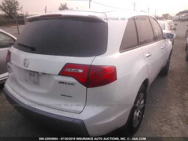 2HNYD28498H541883 - 2008 ACURA MDX TECHNOLOGY WHITE photo 4