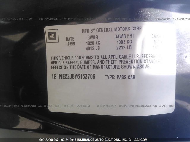 1G1NE52J8Y6153706 - 2000 CHEVROLET MALIBU LS BLACK photo 9