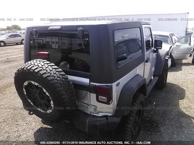 1C4AJWAGXCL250767 - 2012 JEEP WRANGLER SPORT SILVER photo 4