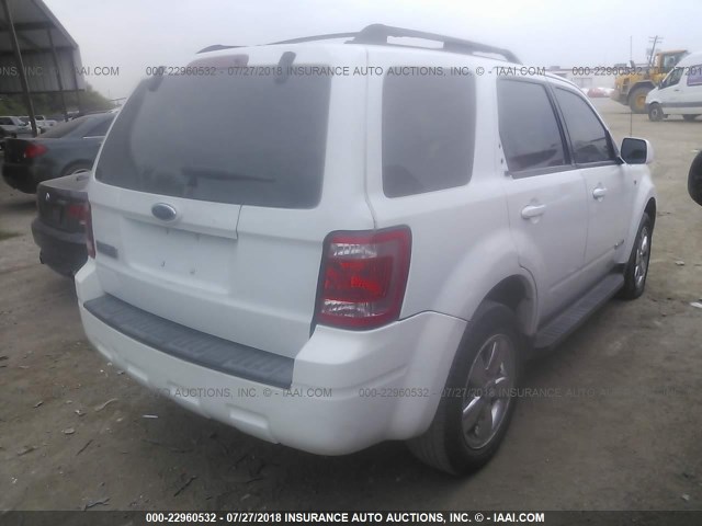 1FMCU04198KB10903 - 2008 FORD ESCAPE LIMITED WHITE photo 4