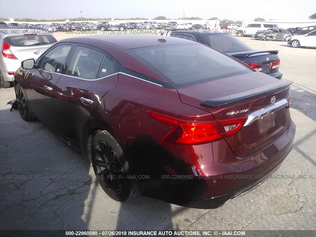 1N4AA6AP2HC452113 - 2017 NISSAN MAXIMA 3.5S/SV/SL/SR/PLAT BURGUNDY photo 3