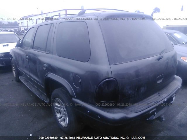 1D4HR48N83F506647 - 2003 DODGE DURANGO SLT BLACK photo 3