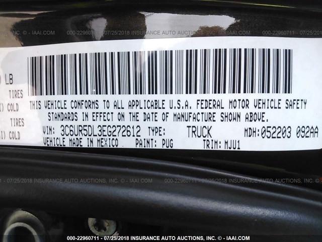 3C6UR5DL3EG272612 - 2014 RAM 2500 SLT Dark Brown photo 9