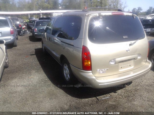 4N2XN11T9XD806675 - 1999 NISSAN QUEST SE/GLE/GXE GOLD photo 3