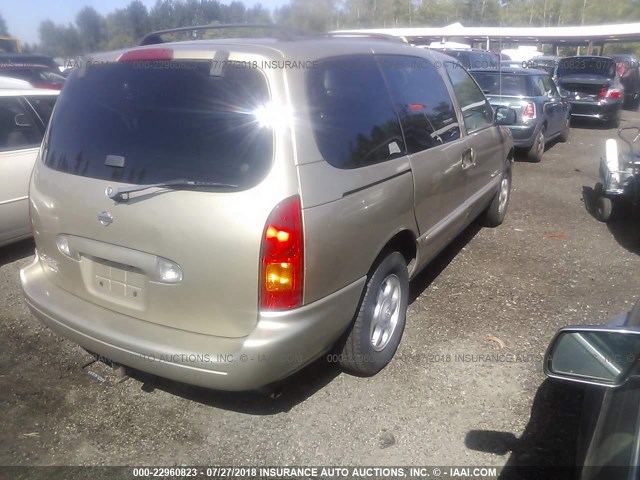 4N2XN11T9XD806675 - 1999 NISSAN QUEST SE/GLE/GXE GOLD photo 4