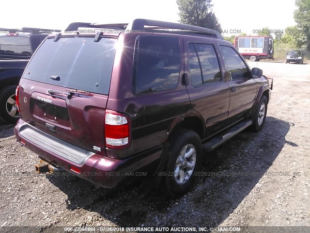 JN8DR09Y63W827894 - 2003 NISSAN PATHFINDER LE/SE MAROON photo 4