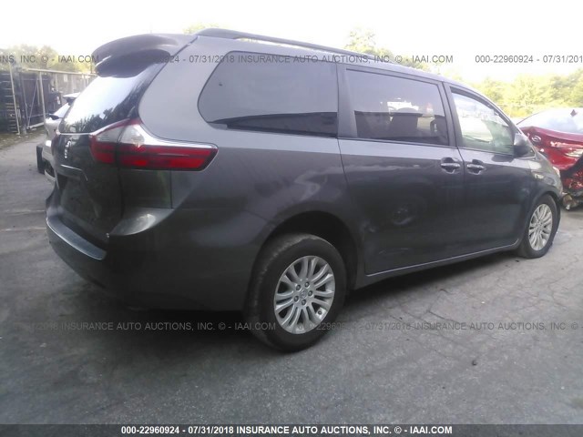 5TDYZ3DC4HS814739 - 2017 TOYOTA SIENNA XLE/LIMITED GRAY photo 4