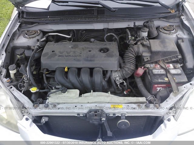 2T1KR32E35C364628 - 2005 TOYOTA COROLLA MATRIX XR SILVER photo 10