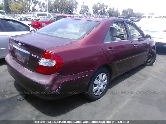 4T1BE32K13U179622 - 2003 TOYOTA CAMRY LE/XLE/SE Bordo foto 4
