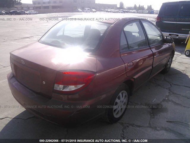 KNADC125956364586 - 2005 KIA RIO ORANGE photo 4