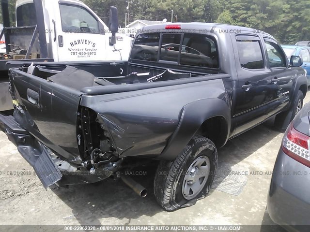 5TFJX4GN3EX035817 - 2014 TOYOTA TACOMA DOUBLE CAB ნაცრისფერი ფოტო 4