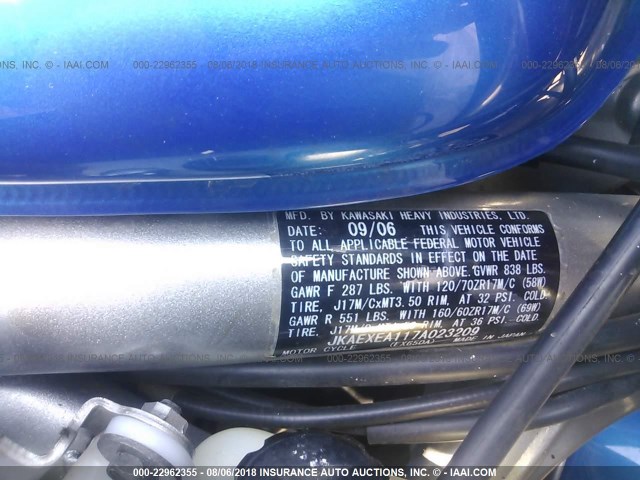 JKAEXEA117A023209 - 2007 KAWASAKI EX650 A Mavi foto 10