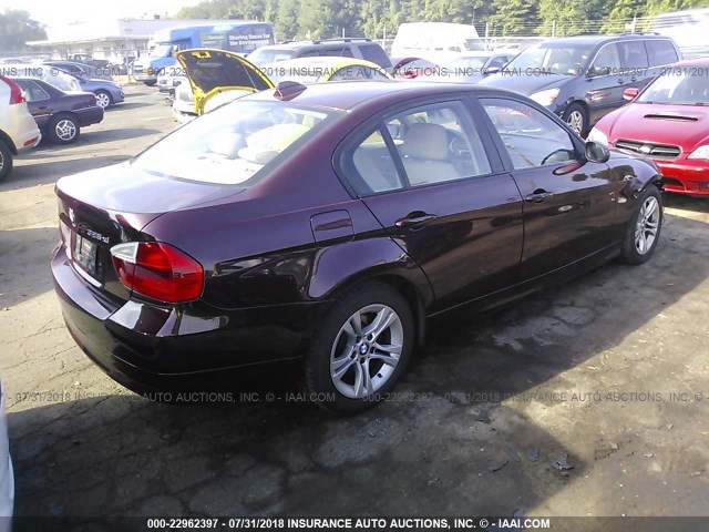 WBAVC935X8K043976 - 2008 BMW 328 XI MAROON photo 4