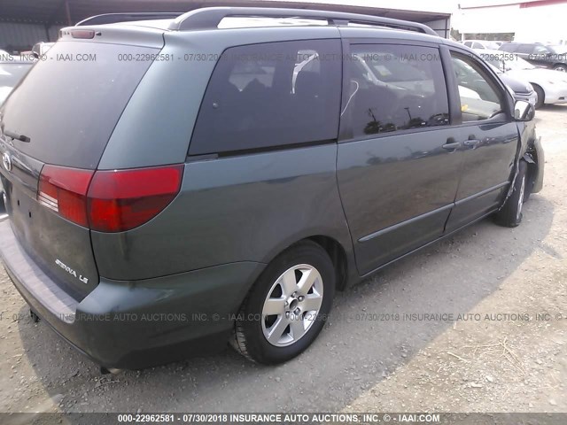 5TDZA23C95S236303 - 2005 TOYOTA SIENNA CE/LE GREEN photo 4