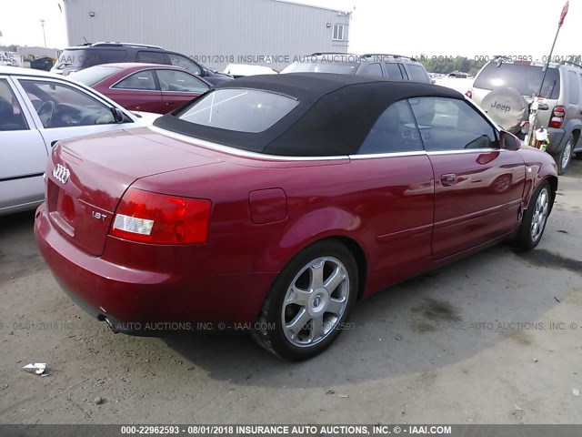 WAUAC48H86K000660 - 2006 AUDI A4 1.8 CABRIOLET RED photo 4