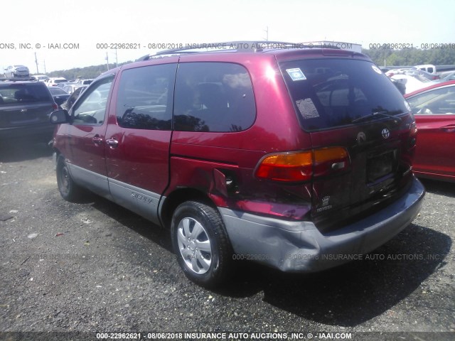 4T3ZF13CXXU107001 - 1999 TOYOTA SIENNA LE/XLE RED photo 3