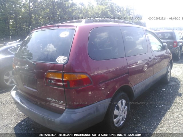 4T3ZF13CXXU107001 - 1999 TOYOTA SIENNA LE/XLE RED photo 4
