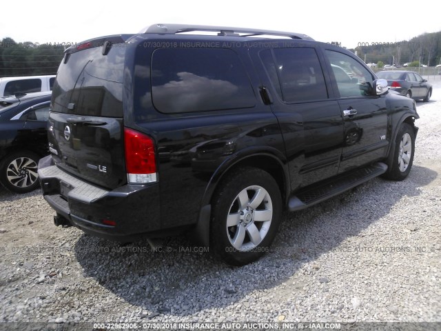 5N1BA08D08N631967 - 2008 NISSAN ARMADA SE/LE BLACK photo 4