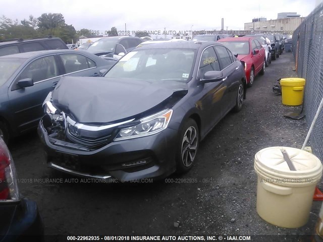 1HGCR2F81HA075941 - 2017 HONDA ACCORD EXL GRAY photo 2