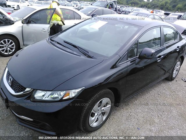 2HGFB2F58DH537821 - 2013 HONDA CIVIC LX BLACK photo 2