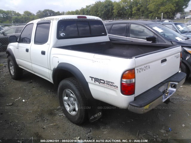 5TEHN72N23Z252147 - 2003 TOYOTA TACOMA DOUBLE CAB WHITE photo 3